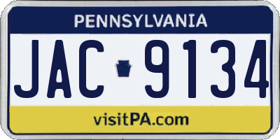 PA license plate JAC9134