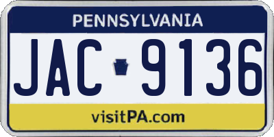 PA license plate JAC9136