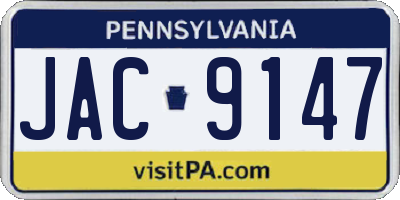 PA license plate JAC9147