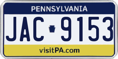 PA license plate JAC9153