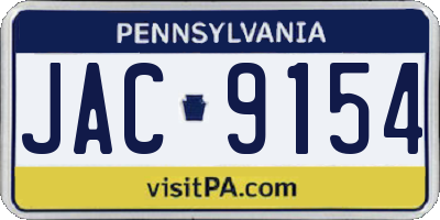 PA license plate JAC9154