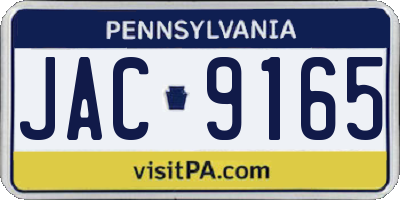 PA license plate JAC9165