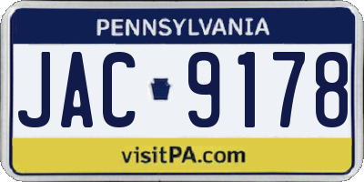 PA license plate JAC9178