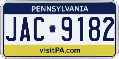 PA license plate JAC9182