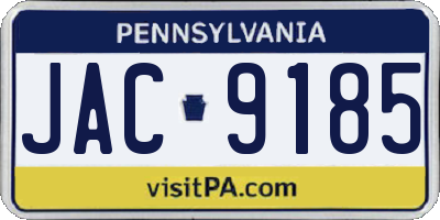 PA license plate JAC9185