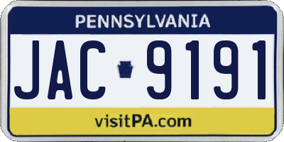 PA license plate JAC9191