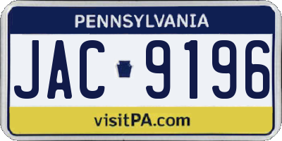 PA license plate JAC9196