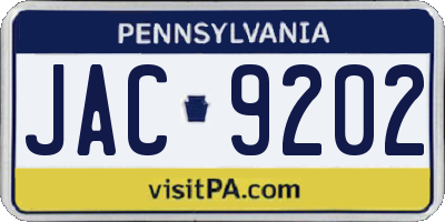 PA license plate JAC9202