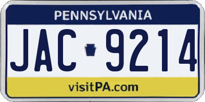 PA license plate JAC9214