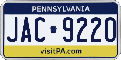 PA license plate JAC9220