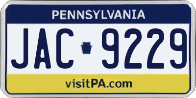 PA license plate JAC9229