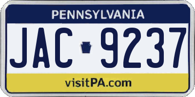PA license plate JAC9237