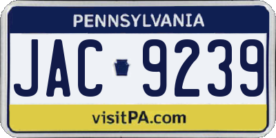 PA license plate JAC9239