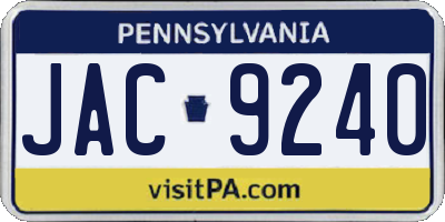 PA license plate JAC9240