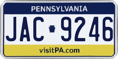 PA license plate JAC9246