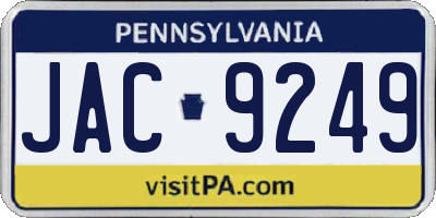 PA license plate JAC9249