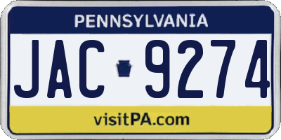 PA license plate JAC9274