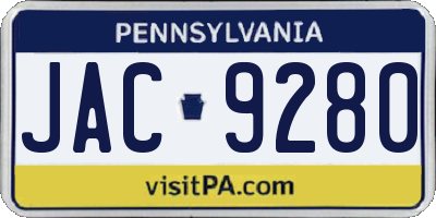 PA license plate JAC9280