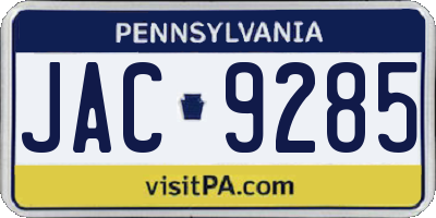 PA license plate JAC9285