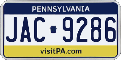 PA license plate JAC9286
