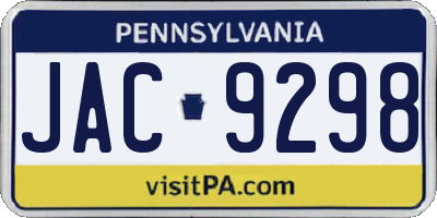 PA license plate JAC9298