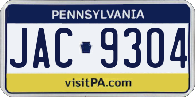 PA license plate JAC9304