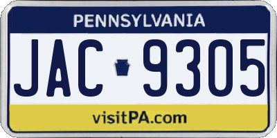 PA license plate JAC9305