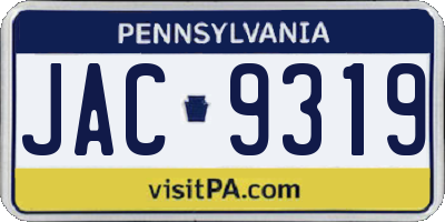 PA license plate JAC9319