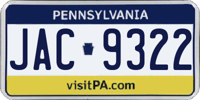 PA license plate JAC9322