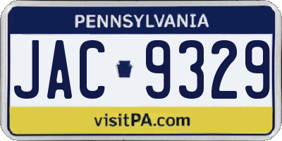 PA license plate JAC9329