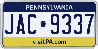 PA license plate JAC9337