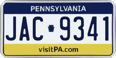 PA license plate JAC9341