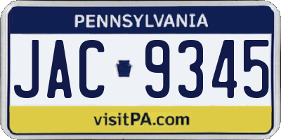 PA license plate JAC9345