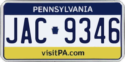 PA license plate JAC9346