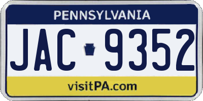 PA license plate JAC9352
