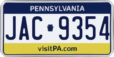 PA license plate JAC9354
