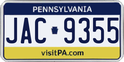 PA license plate JAC9355