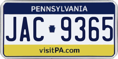 PA license plate JAC9365
