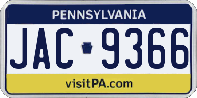 PA license plate JAC9366