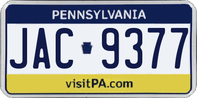 PA license plate JAC9377