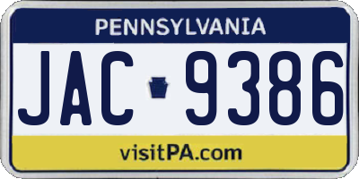 PA license plate JAC9386
