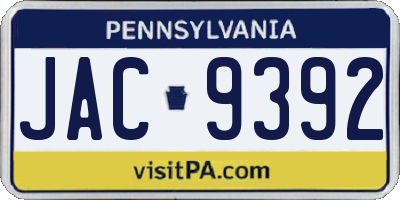 PA license plate JAC9392