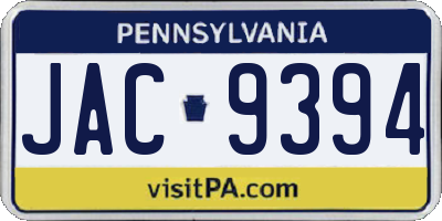 PA license plate JAC9394