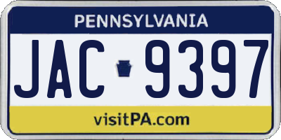 PA license plate JAC9397