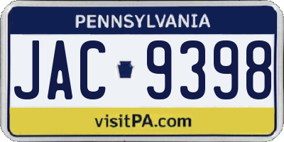 PA license plate JAC9398