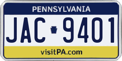 PA license plate JAC9401