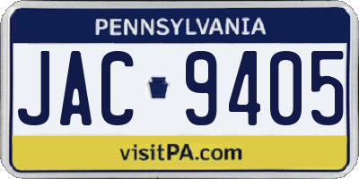 PA license plate JAC9405