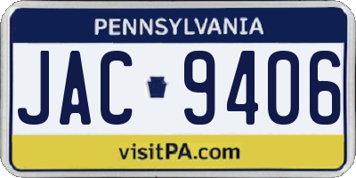 PA license plate JAC9406