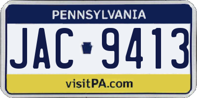 PA license plate JAC9413