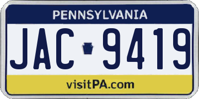 PA license plate JAC9419